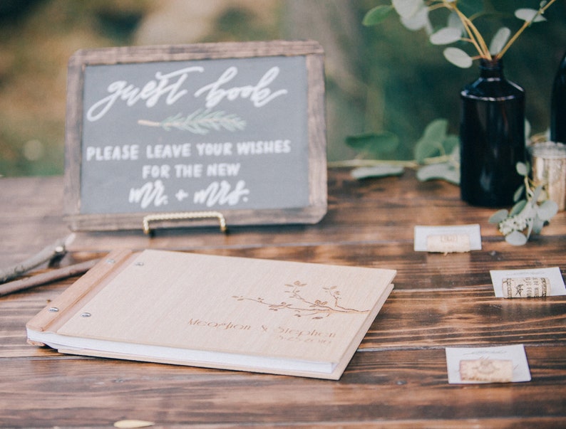 Wedding Guest Book, Unique Wedding Guest Book, Rustic Wedding, Mountain Outdoor Wedding, Wood Wedding Guestbook image 7