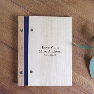 Wedding Celebrant Folder, Wood Portfolio, Custom Engraved Display Folder