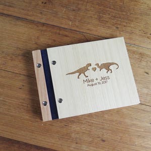 Dinosaur Love Wedding Guest Book, Custom Wooden Guest book, Photo Guest Book, Unique Wedding