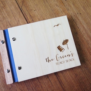 Holiday House Guest Book, Beach House Signing Book, Custom Wood Guestbook, Houseguest Gift image 1