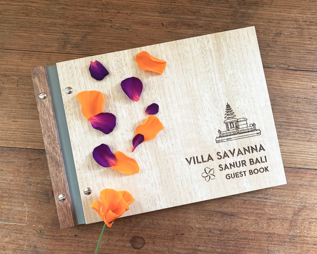 Villa Guest Book, Holiday House Guest Book, Custom Wood Guestbook