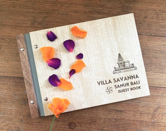 Villa Guest Book, Holiday House Guest Book, Custom Wood Guestbook, Hotel Guestbook