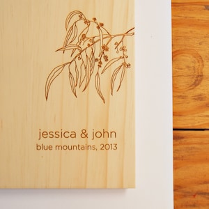 Eucalyptus Wedding Guest Book, Australian Wedding, Unique Wedding Guest Book, Wood Wedding Book image 1