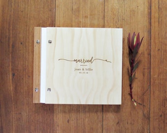 Wedding Guest Book, Married Wedding Design, Wedding Photobooth Book, Polaroid Album, Wood Guestbook