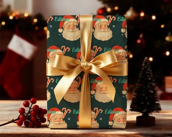 Personalized Santa Gift Wrap, Custom Christmas Wrapping Paper for Kids, Baby’s First Christmas Present Wrap, Festive Holiday Gift Paper