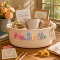 Personalized Teacher Basket, Custom Teacher Name Cotton Rope Storage Basket, Teacher Appreciation Gift, Gift for Teacher,Classroom Organizer