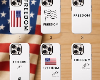 Charlie Kirk Phone Case,Freedom Durable Protective Cover, Patriotic Inspired Art, Free Speech Accessory, Phone 17 16 15 S25 S24 Free speech