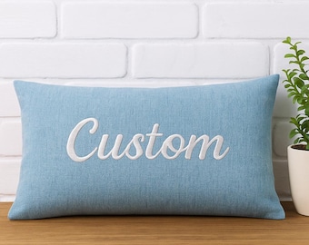 Personalized Embroidered Name Pillow, Custom Christmas Gift, Holiday Home Decor, Housewarming, Bedroom or Living Room Accent