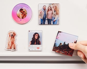 Custom Acrylic Photo Fridge Magnets with Name – Refrigerator Magnet for Family, Couples, Pet Lovers, Gift for Dad, Mom, or Housewarming