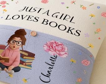 Custom Name Pillow for Kids, Personalized Birth Flower Cushion, Cute Reading Pillow, Birthday Gift for Children, Cozy Nursery Decor