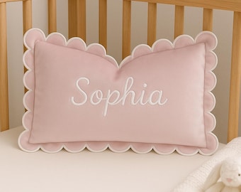 Personalized Name Pillow, Custom Embroidered Velvet Cushion Cover, Baby Shower Gift, Newborn Name Keepsake, Nursery Room Decor Pillow