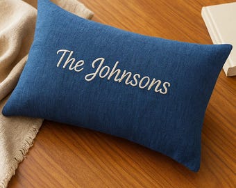 Personalized Embroidered Name Pillow, Custom Pillow Cover, Wedding Gift, Housewarming Gift, College Dorm Decor, Bedroom Accent Cushion