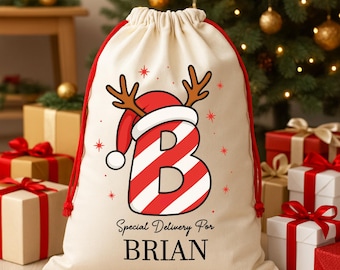 Custom Santa Sack for Christmas, Personalized Family Gift Bag, Kids’ First Holiday Keepsake, Christmas Gift Sack, Special Christmas Eve Box
