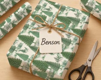 Woodland Christmas Wrapping Paper, Vintage Ivory Forest Gift Wrap, Rustic Holiday Paper Roll, Classic Christmas Gift Wrap for Family