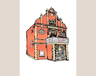 Cine Buncrana, Arquitectura Vintage Impresión Riso