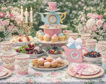 Vintage Floral Tea Party Set – Elegant Birthday Party Box