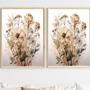 Neutral Watercolor Wildflower Prints: Botanical Home Decor (Digital Download)
