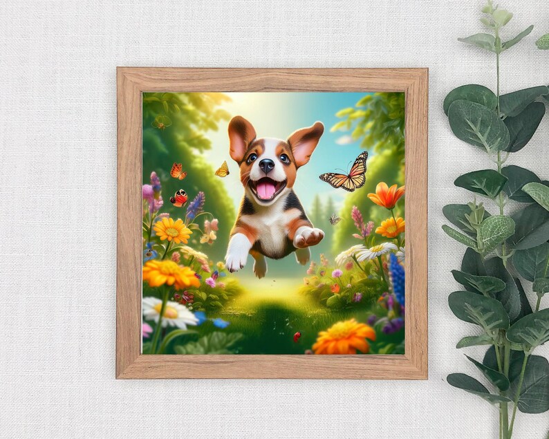 Dog Art Print: Whimsical Happy Nursery Decor