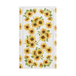 Hand towel Sunflower Yellow Floral Home Decor Kitchen Towel, Farmhouse Bathroom Towel, Gift for Gardeners, Nature Lover Hostess Gift,
