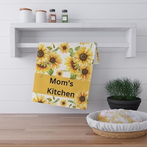 Hand towel Sunflower Tea Towels, Bright Mom&#39;s Kitchen Decor, Gift for Home Chef, Kitchen Accessory, Mother&#39;s Day Gift, Floral Dishcloths