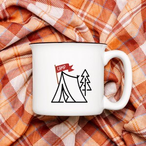 Camp mug Ceramic Camp Mug camping tent mug simple coffee camp mug with tent motif, mug for camping, tenting coffeee mug for gift