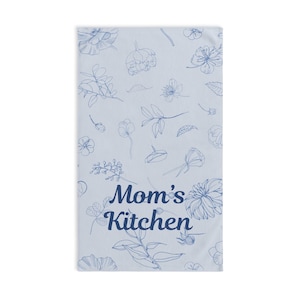 Hand towel Charming Kitchen Hand Towel, Floral Decor, Gift for Mom, Mother&#39;s Day, Kitchen Accessories, Blue Kitchen Towel