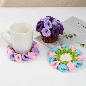 Flower Pot Coaster, Flower Coaster Crochet, Handmade Crochet Rose Coaster, Floral Coaster, Crochet Coaster, Lily Of The Valley, Gift For Mom