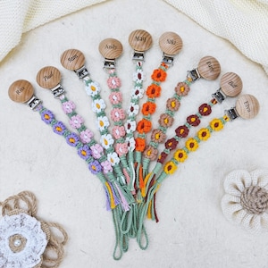 Chupete de macramé personalizado para bebé, clip de chupete personalizado, chupete con clip de madera, regalo personalizado para baby shower, regalo para recién nacido, regalo para baby shower