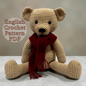 15.5-inch Classic Crochet Teddy Bear Pattern – PDF, Easy Amigurumi
