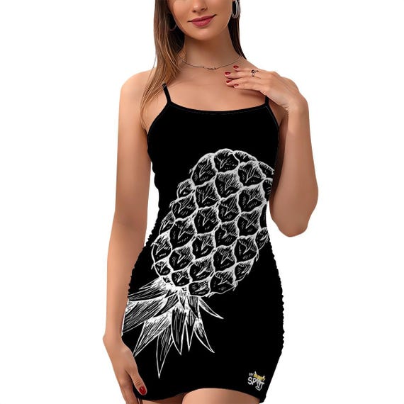 pineapple bodycon dress Dress, Upside Down Pineapple, Swingers, Polyamorous, Lifestyle, Vacation Outfit, Cute Gift for Her, MFM, Hotwife, Domme, Vixen, Midi bodycon