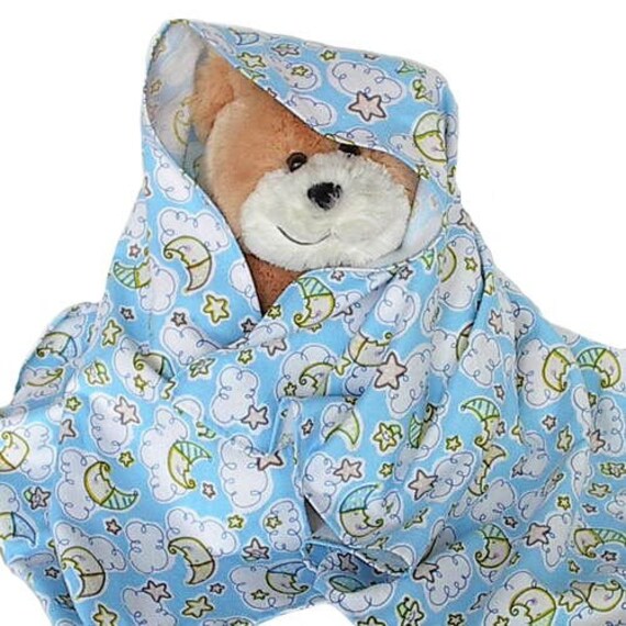 Blue Moon Flannel Baby Blanket, homemade blanky boy girl toddler, E