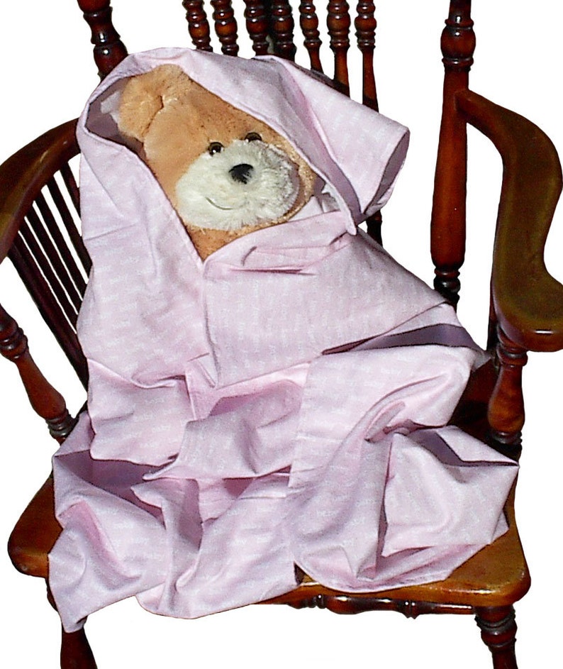 Baby Girl Pink Flannel Blanket, handmade newborn infant pastel blanky, receiving swaddling image 3