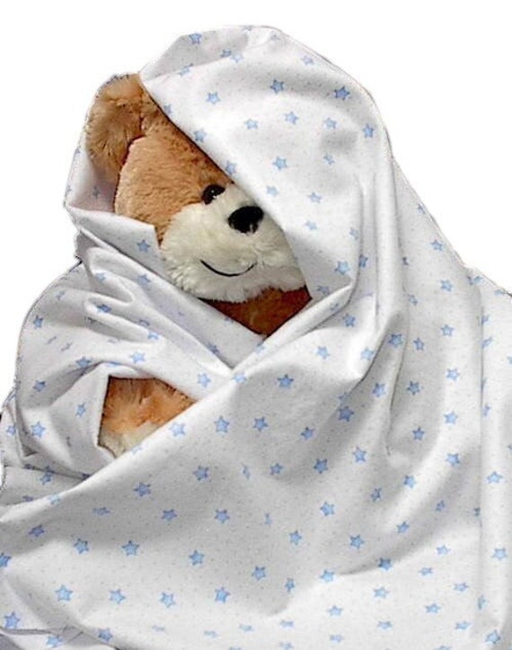 Lil Blue Star Flannel Blanket, handmade baby blanky boy girl toddler infant