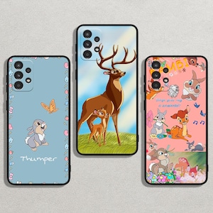 Cute Bambi Anime Art Slim Flexible Soft Cover Case For iPhone 16/14/13 Pro Max & For Samsung Galaxy S25/S22+/S21 Note FE Ultra Plus