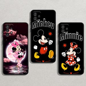 Custodia morbida flessibile e sottile con motivo Mickey Minnie per iPhone 16/14/13 Pro Max e Samsung Galaxy S25/S22+/S21 Note FE Ultra Plus