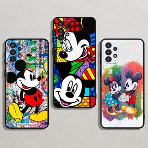 Custodia morbida flessibile e sottile con motivo Mickey Minnie per iPhone 16/14/13 Pro Max e Samsung Galaxy S25/S22+/S21 Note FE Ultra Plus