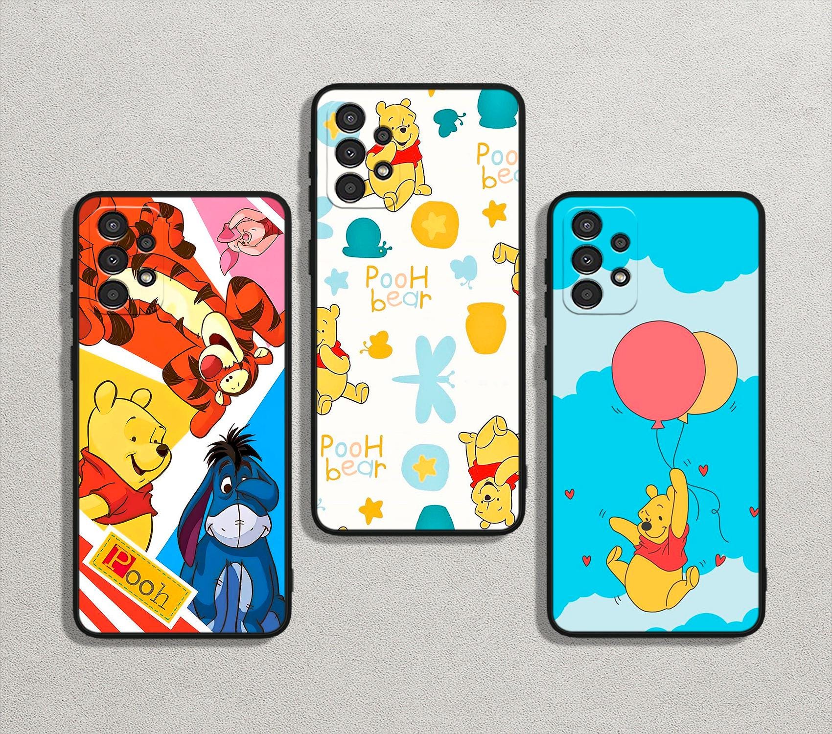 Cute Winnie the Pooh Art Slim Flexible Soft Cover Case For iPhone 16/14/13 Pro Max & For Samsung Galaxy S25/S22+/S21 Note FE Ultra Plus