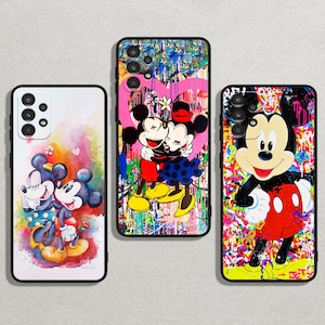 Custodia morbida flessibile e sottile con motivo Mickey Minnie per iPhone 16/14/13 Pro Max e Samsung Galaxy S25/S22+/S21 Note FE Ultra Plus