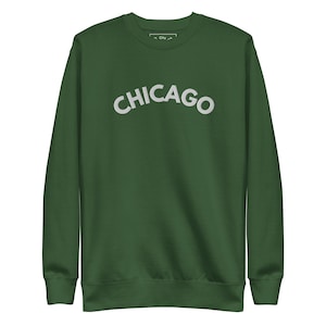 Sudadera bordada de Chicago: cuello redondo unisex / Polar premium / Ropa urbana extragrande / Regalo de la Ciudad del Viento / Bordado minimalista de ciudad