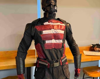 US Agent Cosplay Costume | John Walker Black Red Tactical Armor | Men's Antihero Suit with Helmet | Comic Con Combat Outfit