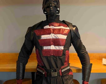 US Agent Cosplay Costume | John Walker Black Red Tactical Armor | Men's Antihero Suit with Helmet | Comic Con Combat Outfit