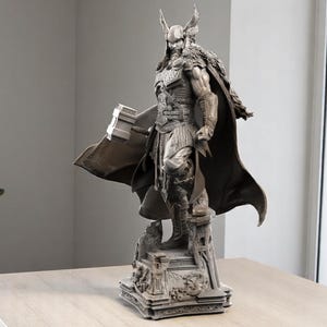 Thor 3D Printed Figure | 25cm Unpainted Resin Model Kit | Norse Mythology Fan Art | DIY Painting Statue | Viking Decor