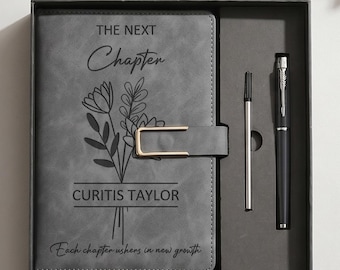 Cadeau de remise des diplômes pour étudiant, ensemble de carnets de notes en cuir gravés personnalisés, journal The Next Chapter, souvenir de la promotion 2026