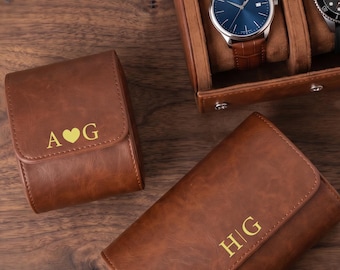Personalized Leather Watch Travel Case, Custom Leather Watch Box, Travel Watch Case, Mens Watch Storage, Gift for Watch Lover, Gift for Him