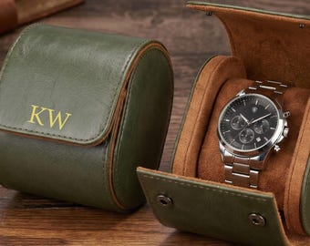 Gepersonaliseerde leren horlogedoos voor papa, Vaderdagcadeau, aangepaste horlogekast, herenhorlogedoos, cadeau voor vader, uniek cadeau voor hem