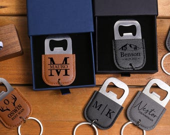 Personalized bottle opener keychain, Personalized keychain, bottle opener, Bachelor Party, Birthday Gift,Groomsmen Gift,high quality leather