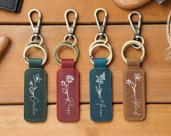Personalized Leather Keychain, Leather Keychain Embossed Keychain gift personalized Keychain Home gift,coordinate keychain, wife gift, dad