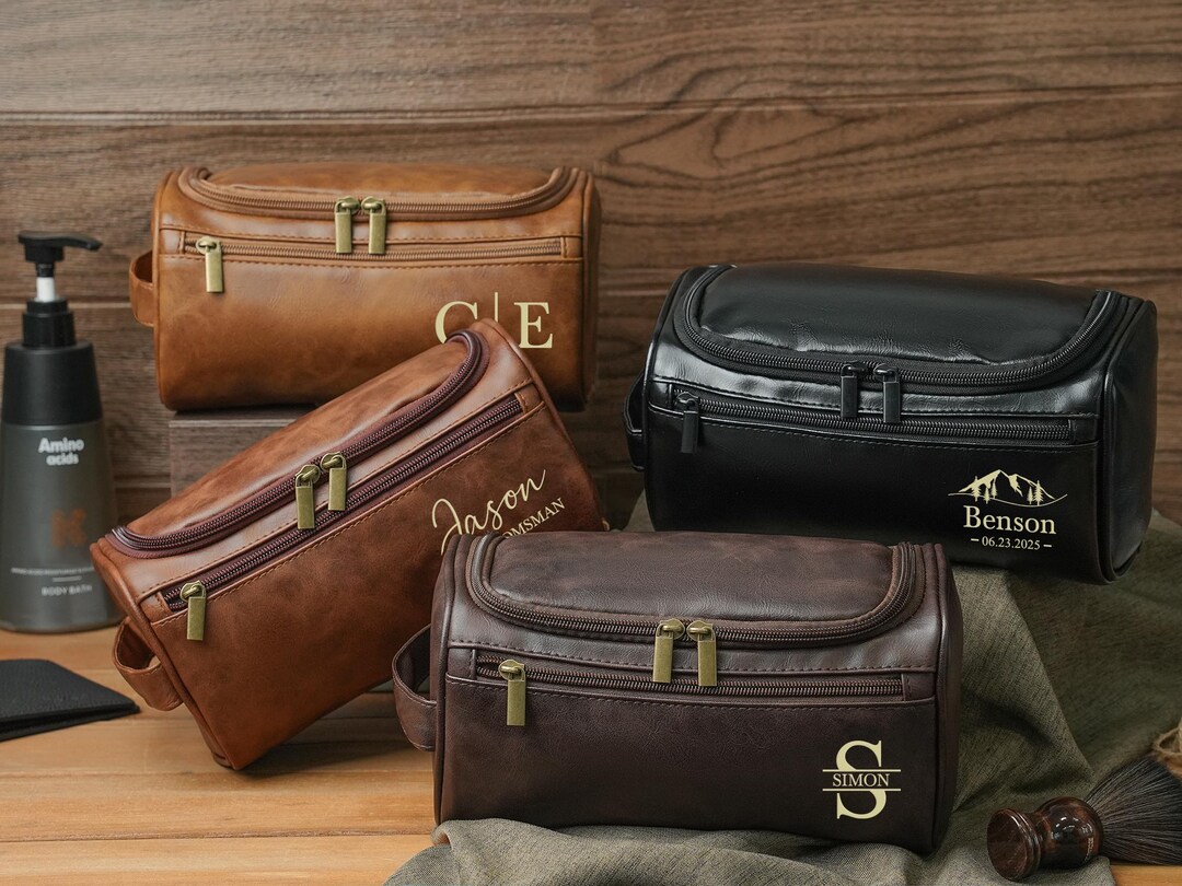 Personalized Men's Leather Toiletry Bag,custom Engraved Dopp Kits ...