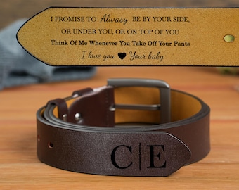 Custom Engraved Leather Belt for Husband, Father's Day Gifts, Funny Gift for Dad, Grandpa, Custom Name Belt For Dad, Handmade Belt