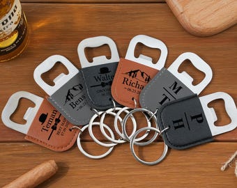 Keychain bottle opener,Engraved Logo Bottle Opener, monogram, Groomsmen Gift, Party Favor, Boyfriend Gift,Gift for Him,Best Man Gift